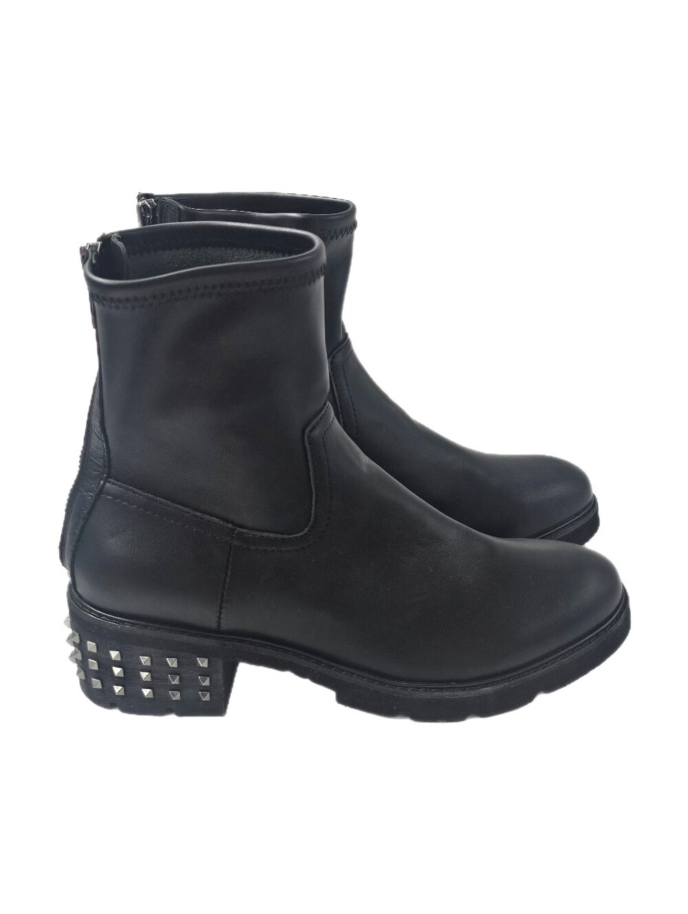 Donald Pliner Eryna Studded Block Heel Booties Black Leather Womens 7.5M NWOB